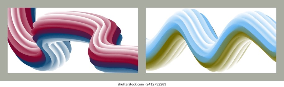 Abstract volumetric background. Cords. set of two illustrations. Toothpaste in a tube. Minimalism. Creative modern background. Cover design, wallpaper, background. eps vector.