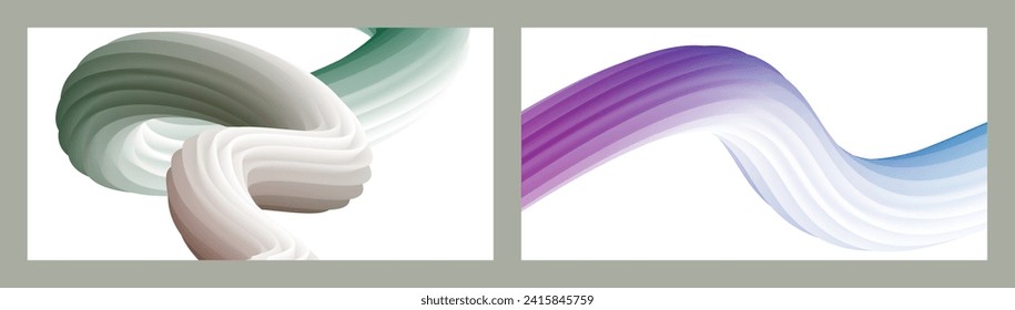 Abstract volumetric background. Cords. set of two illustrations. Toothpaste in a tube. Minimalism. Creative modern background. Cover design, wallpaper, background. eps vector.