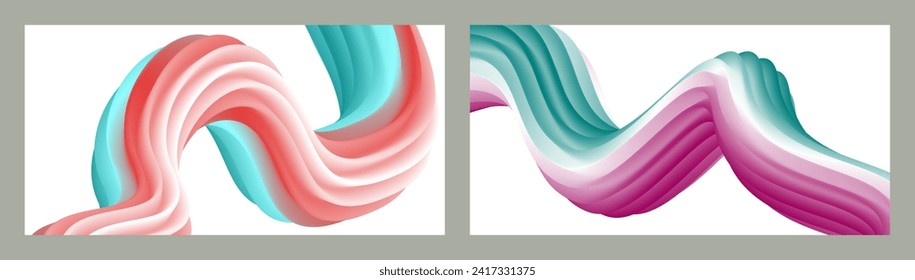 Abstract volumetric background. Cords. set of two illustrations. Toothpaste in a tube. Minimalism. Creative modern background. Cover design, wallpaper, background. eps vector.