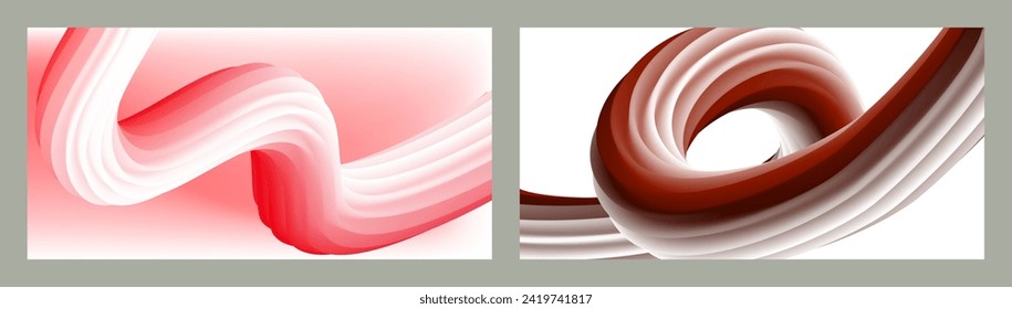 Abstract volumetric background. Cords. set of two illustrations. Toothpaste in a tube. Minimalism. Creative modern background. Cover design, wallpaper, background. eps vector.