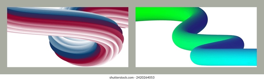 Abstrakter volumetrischer Hintergrund. Akkorde. zwei Illustrationen. Zahnpasta in einer Tube. Minimalismus. Kreativer, moderner Hintergrund. Deckendesign, Tapete, Hintergrund. eps, Vektor.