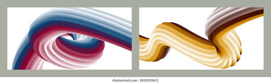 Abstract volumetric background. Cords. set of two illustrations. Toothpaste in a tube. Minimalism. Creative modern background. Cover design, wallpaper, background. eps vector.