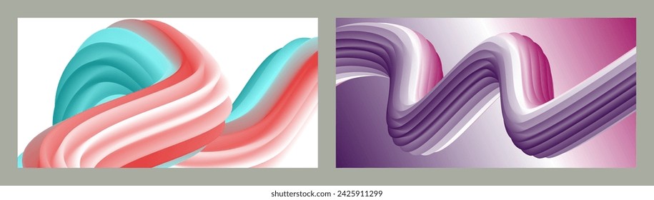 Abstract volumetric background. Cords. set of two illustrations. Toothpaste in a tube. Minimalism. Creative modern background. Cover design, wallpaper, background. eps vector.