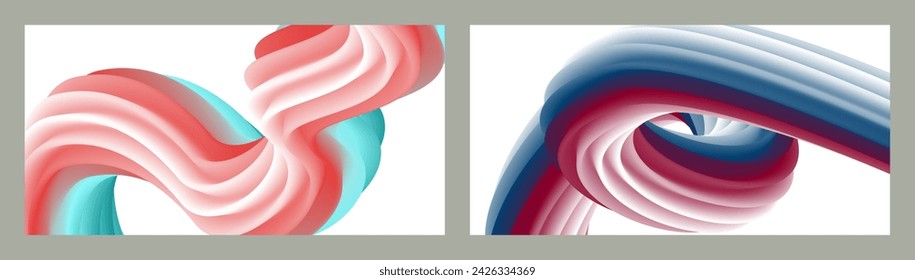 Fondo volumétrico abstracto. Cuerdas. conjunto de dos ilustraciones. Pasta de dientes en un tubo. Minimalismo. Fondo moderno creativo. Diseño de la cubierta, papel pintado, fondo. eps vector.