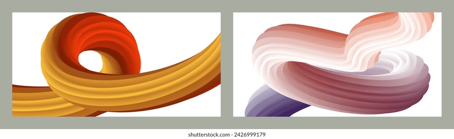 Abstract volumetric background. Cords. set of two illustrations. Toothpaste in a tube. Minimalism. Creative modern background. Cover design, wallpaper, background. eps vector.