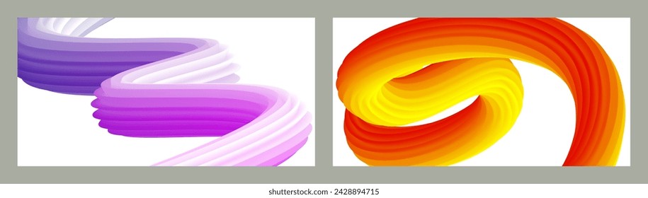 Abstract volumetric background. Cords. set of two illustrations. Toothpaste in a tube. Minimalism. Creative modern background. Cover design, wallpaper, background. eps vector.