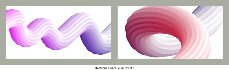 Fondo volumétrico abstracto. Cuerdas. conjunto de dos ilustraciones. Pasta de dientes en un tubo. Minimalismo. Fondo moderno creativo. Diseño de la cubierta, papel pintado, fondo. eps vector.