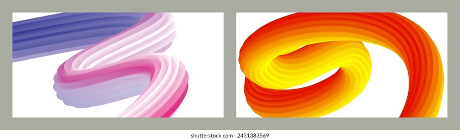 Fondo volumétrico abstracto. Cuerdas. conjunto de dos ilustraciones. Pasta de dientes en un tubo. Minimalismo. Fondo moderno creativo. Diseño de la cubierta, papel pintado, fondo. eps vector.