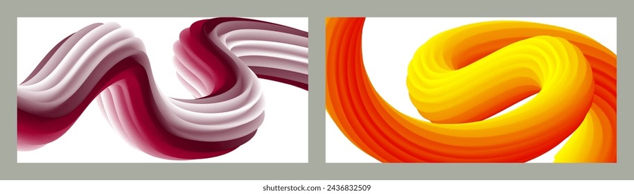 Fondo volumétrico abstracto. Cuerdas. conjunto de dos ilustraciones. Pasta de dientes en un tubo. Minimalismo. Fondo moderno creativo. Diseño de la cubierta, papel pintado, fondo. eps vector.