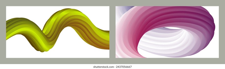 Abstract volumetric background. Cords. set of two illustrations. Toothpaste in a tube. Minimalism. Creative modern background. Cover design, wallpaper, background. eps vector.