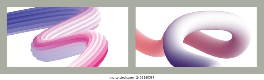 Abstract volumetric background. Cords. set of two illustrations. Toothpaste in a tube. Minimalism. Creative modern background. Cover design, wallpaper, background. eps vector.