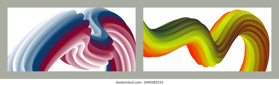 Fondo volumétrico abstracto. Cuerdas. conjunto de dos ilustraciones. Pasta de dientes en un tubo. Minimalismo. Fondo moderno creativo. Diseño de la cubierta, papel pintado, fondo. eps vector.