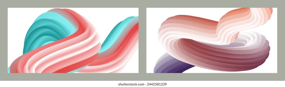 Fondo volumétrico abstracto. Cuerdas. conjunto de dos ilustraciones. Pasta de dientes en un tubo. Minimalismo. Fondo moderno creativo. Diseño de la cubierta, papel pintado, fondo. eps vector.