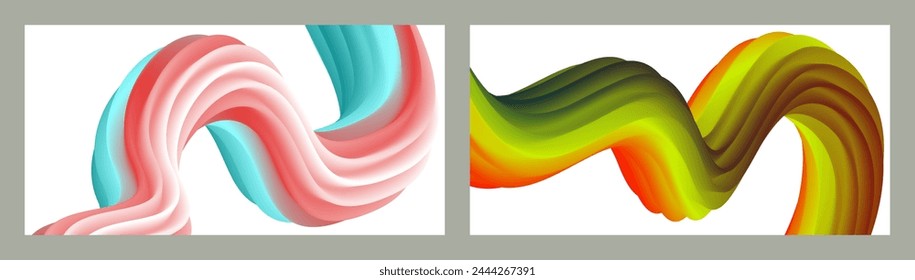 Fondo volumétrico Abstractas. Cuerdas. conjunto de dos ilustraciones. Pasta de dientes en un tubo. Minimalismo. Fondo moderno creativo. Diseño de la cubierta, Fondo de pantalla, fondo. eps Vector.