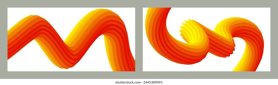 Abstrakter volumetrischer Hintergrund Schnüre. Satz von zwei Abbildungen. Zahnpasta in einer Tube. Minimalismus. Kreativer moderner Hintergrund. Cover Design, Bildschirmhintergrund, Hintergrund. eps Vektorgrafik.