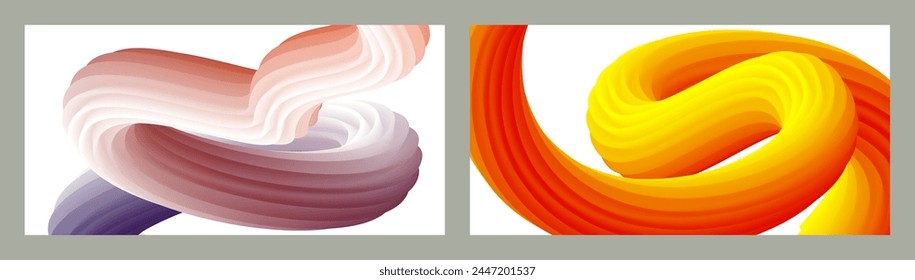 Abstract volumetric background. Cords. set of two illustrations. Toothpaste in a tube. Minimalism. Creative modern background. Cover design, wallpaper, background. eps vector.