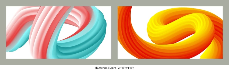 Abstract volumetric background. Cords. set of two illustrations. Toothpaste in a tube. Minimalism. Creative modern background. Cover design, wallpaper, background. eps vector.