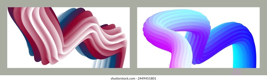 Fondo volumétrico Abstractas. Cuerdas. conjunto de dos ilustraciones. Pasta de dientes en un tubo. Minimalismo. Fondo moderno creativo. Diseño de la cubierta, Fondo de pantalla, fondo. eps Vector.