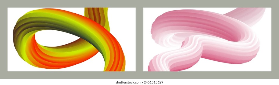 Abstract volumetric background. Cords. set of two illustrations. Toothpaste in a tube. Minimalism. Creative modern background. Cover design, wallpaper, background. eps vector.