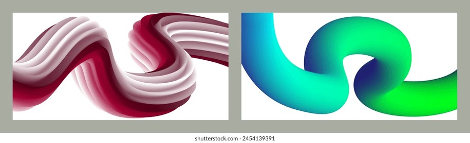 Abstract volumetric background. Cords. set of two illustrations. Toothpaste in a tube. Minimalism. Creative modern background. Cover design, wallpaper, background. eps vector.