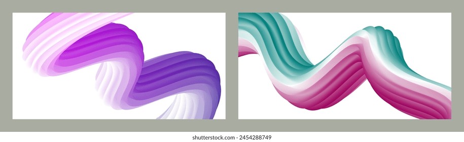 Fondo volumétrico Abstractas. Cuerdas. conjunto de dos ilustraciones. Pasta de dientes en un tubo. Minimalismo. Fondo moderno creativo. Diseño de la cubierta, Fondo de pantalla, fondo. eps Vector.