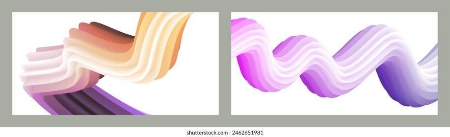 Abstrakter volumetrischer Hintergrund Schnüre. Satz von zwei Abbildungen. Zahnpasta in einer Tube. Minimalismus. Kreativer moderner Hintergrund. Cover Design, Bildschirmhintergrund, Hintergrund. eps Vektorgrafik.