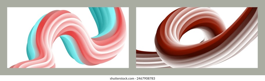 Fondo volumétrico Abstractas. Cuerdas. conjunto de dos ilustraciones. Pasta de dientes en un tubo. Minimalismo. Fondo moderno creativo. Diseño de la cubierta, Fondo de pantalla, fondo. eps Vector.