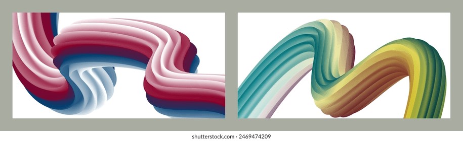 Abstract volumetric background. Cords. set of two illustrations. Toothpaste in a tube. Minimalism. Creative modern background. Cover design, wallpaper, background. eps vector.