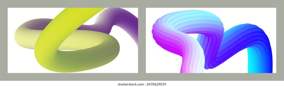 Abstract volumetric background. Cords. set of two illustrations. Toothpaste in a tube. Minimalism. Creative modern background. Cover design, wallpaper, background. eps vector.