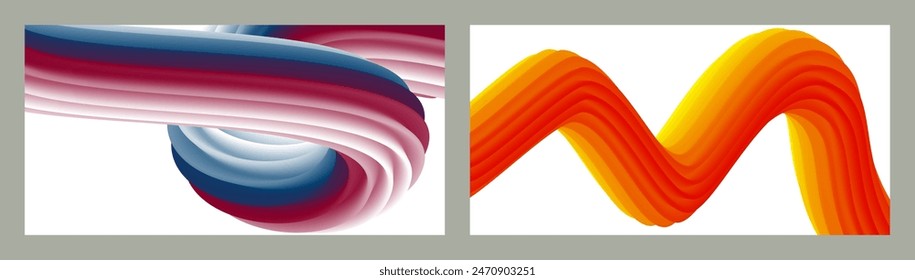 Abstract volumetric background. Cords. set of two illustrations. Toothpaste in a tube. Minimalism. Creative modern background. Cover design, wallpaper, background. eps vector.