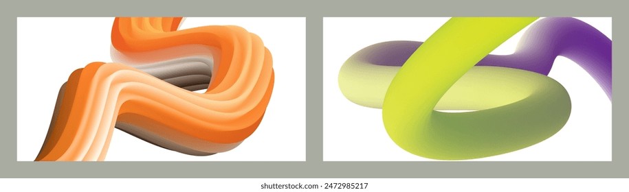 Abstract volumetric background. Cords. set of two illustrations. Toothpaste in a tube. Minimalism. Creative modern background. Cover design, wallpaper, background. eps vector.