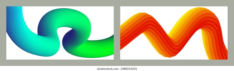 Abstrakter volumetrischer Hintergrund Schnüre. Satz von zwei Abbildungen. Zahnpasta in einer Tube. Minimalismus. Kreativer moderner Hintergrund. Cover Design, Bildschirmhintergrund, Hintergrund. eps Vektorgrafik.