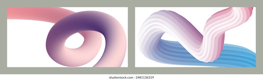 Abstract volumetric background. Cords. set of two illustrations. Toothpaste in a tube. Minimalism. Creative modern background. Cover design, wallpaper, background. eps vector.