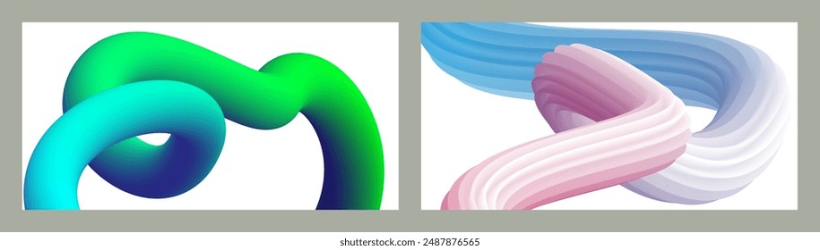 Abstract volumetric background. Cords. set of two illustrations. Toothpaste in a tube. Minimalism. Creative modern background. Cover design, wallpaper, background. eps vector.