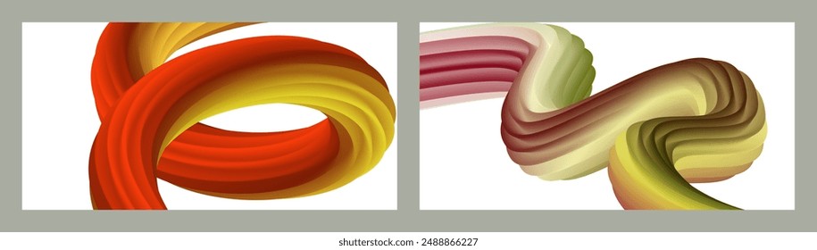 Abstract volumetric background. Cords. set of two illustrations. Toothpaste in a tube. Minimalism. Creative modern background. Cover design, wallpaper, background. eps vector.