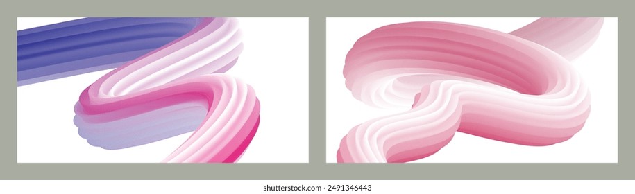 Abstract volumetric background. Cords. set of two illustrations. Toothpaste in a tube. Minimalism. Creative modern background. Cover design, wallpaper, background. eps vector.