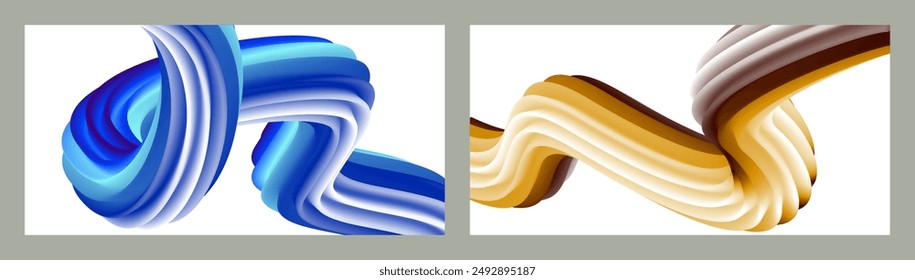Abstract volumetric background. Cords. set of two illustrations. Toothpaste in a tube. Minimalism. Creative modern background. Cover design, wallpaper, background. eps vector.