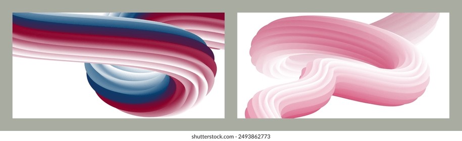 Abstract volumetric background. Cords. set of two illustrations. Toothpaste in a tube. Minimalism. Creative modern background. Cover design, wallpaper, background. eps vector.