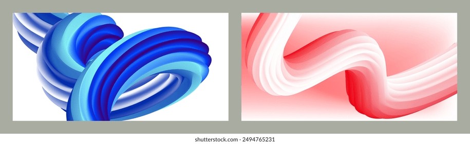 Fondo volumétrico Abstractas. Cuerdas. conjunto de dos ilustraciones. Pasta de dientes en un tubo. Minimalismo. Fondo moderno creativo. Diseño de la cubierta, Fondo de pantalla, fondo. eps Vector.