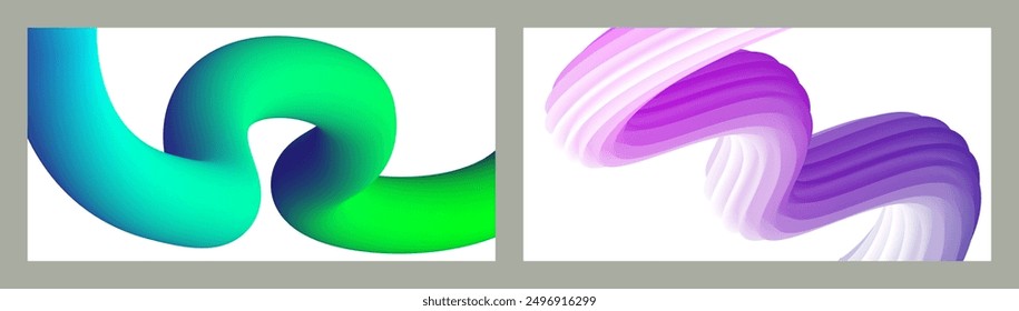 Abstract volumetric background. Cords. set of two illustrations. Toothpaste in a tube. Minimalism. Creative modern background. Cover design, wallpaper, background. eps vector.
