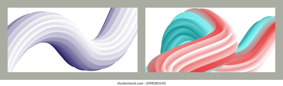 Abstract volumetric background. Cords. set of two illustrations. Toothpaste in a tube. Minimalism. Creative modern background. Cover design, wallpaper, background. eps vector.