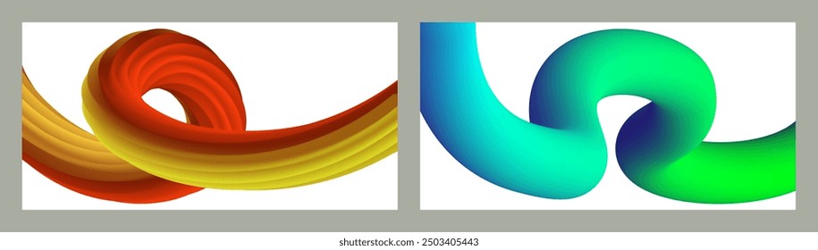 Abstract volumetric background. Cords. set of two illustrations. Toothpaste in a tube. Minimalism. Creative modern background. Cover design, wallpaper, background. eps vector.