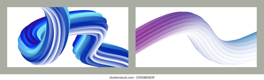 Abstract volumetric background. Cords. set of two illustrations. Toothpaste in a tube. Minimalism. Creative modern background. Cover design, wallpaper, background. eps vector.