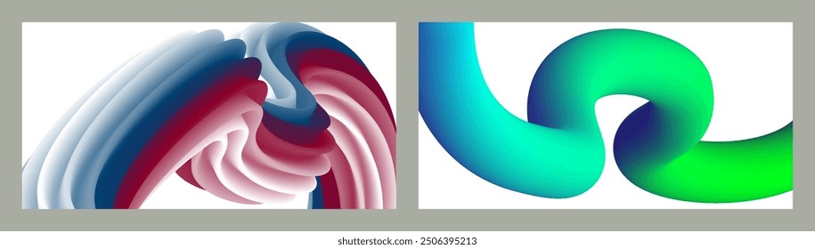 Fondo volumétrico Abstractas. Cordones. conjunto de dos ilustraciones. Pasta dental en un tubo. Minimalismo. Fondo moderno creativo. Diseño de la cubierta, Fondo de pantalla, fondo. eps Vector.