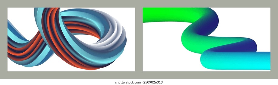Resumo volumétrico. Cords. conjunto de duas ilustrações. Pasta de dente em um tubo. Minimalismo. Fundo moderno criativo. Projeto da tampa, papel de parede, fundo. eps vetor.