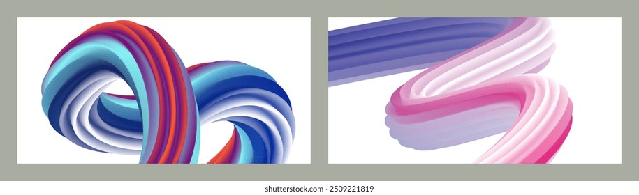 Resumo volumétrico. Cords. conjunto de duas ilustrações. Pasta de dente em um tubo. Minimalismo. Fundo moderno criativo. Projeto da tampa, papel de parede, fundo. eps vetor.