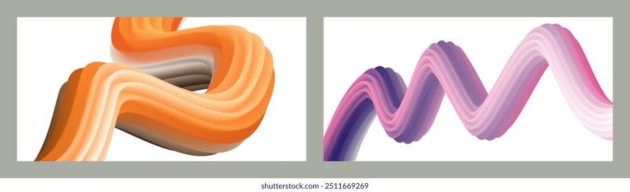 Fondo volumétrico Abstractas. Cordones. conjunto de dos ilustraciones. Pasta dental en un tubo. Minimalismo. Fondo moderno creativo. Diseño de la cubierta, Fondo de pantalla, fondo. eps Vector.