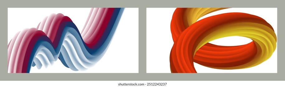Abstract volumetric background. Cords. set of two illustrations. Toothpaste in a tube. Minimalism. Creative modern background. Cover design, wallpaper, background. eps vector.