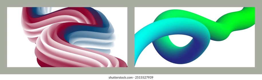 Abstract volumetric background. Cords. set of two illustrations. Toothpaste in a tube. Minimalism. Creative modern background. Cover design, wallpaper, background. eps vector.