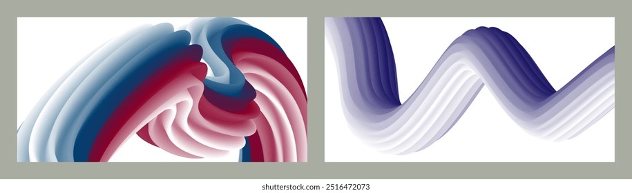 Resumo volumétrico. Cords. conjunto de duas ilustrações. Pasta de dente em um tubo. Minimalismo. Fundo moderno criativo. Projeto da tampa, papel de parede, fundo. eps vetor.